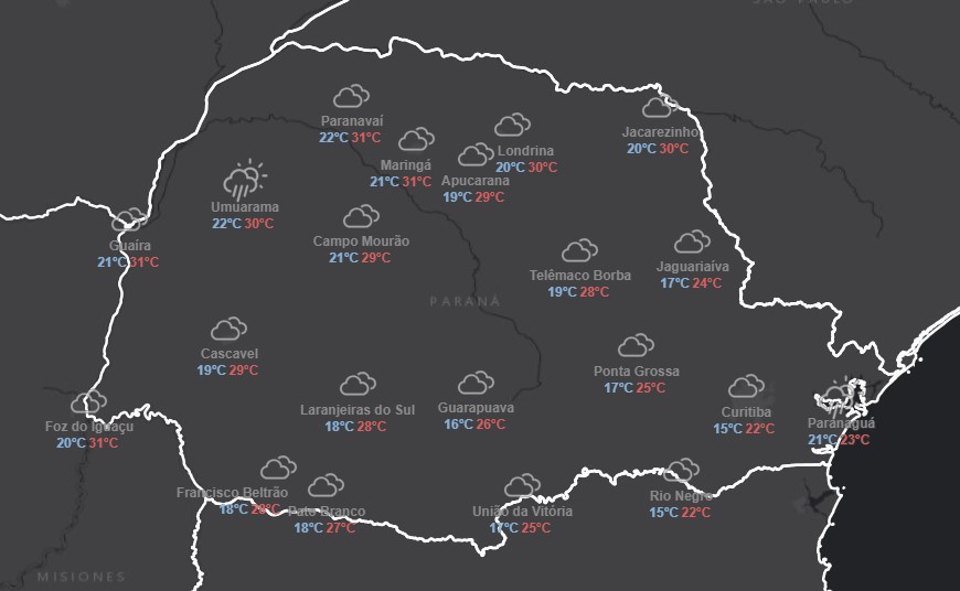 Virada de ano fria em Curitiba