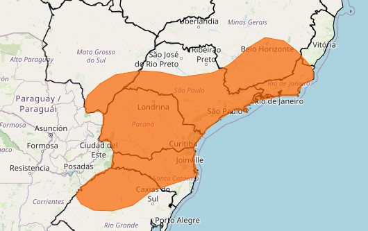 Paraná está no centro do alerta de tempestade