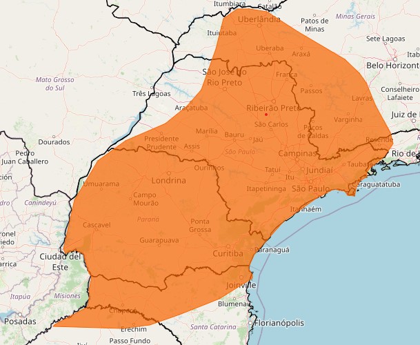 Atenção: Perigo. Alerta de tempestade INMET