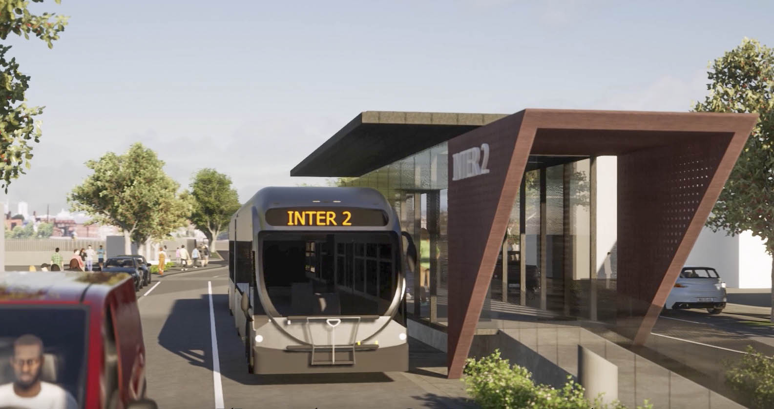 A melhoria da infraestrutura de calçadas e cicloviária para promover a mobilidade ativa e a modernização do INTER 2 e do BRT Leste-Oeste.
Ilustração: IPPUC