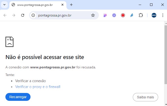 Site da prefeitura de Ponta Grossa sofre ataque cibernético